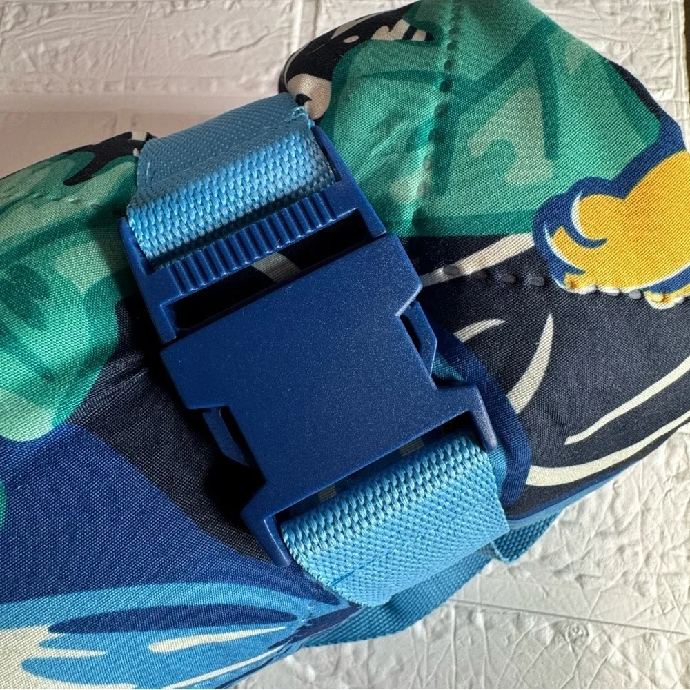 New Disney Blue and Green Floral Picnic Blanket 66inx66in Packable